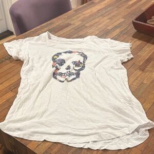 Zadig & Voltaire White Tee with Colorful Skull Design